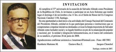Concejo Nacional del Centenario del Pte. Allende AGRADECEREMOS AMPLIA DIFUSION