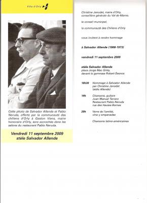 Homenaje a Salvador Allende de la Municipalidad de Orly